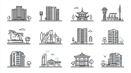 Panoramic view of a vibrant metropolitan city skyline featuring a variety of modern high rise buildings iconic towers and architectural structures that symbolize urban development progress