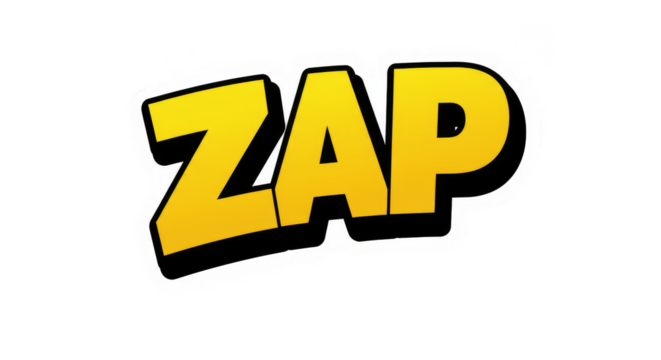 Cartoon Zap Comic Sound Effect Text Yellow White Isolated Vector