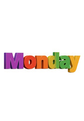 Fototapeta premium Colorful 3d Illustration of Monday with Transparent Background