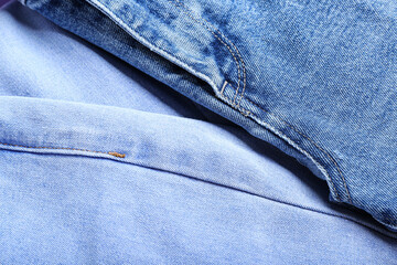 Blue jeans as background, closeup
