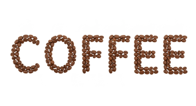 Coffee Beans Transparent Background Lettering Aroma Caffeine Drink - Powered by Adobe