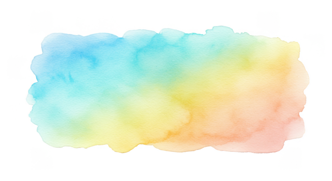 Colorful Watercolor Stain with Brush Transparent Background Texture Art