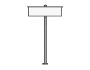 A tall, slender pole supports a rectangular, blank billboard