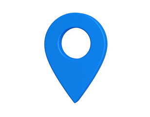 A vibrant blue 3D map pin, symbolizing location