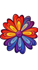 Fototapeta premium Colorful Pixel Art Illustration of Vibrant Retro Flower on Transparent