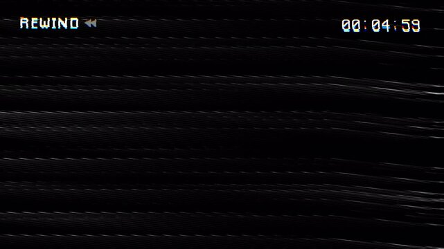 animation VHS video tape rewind screen. 4k video