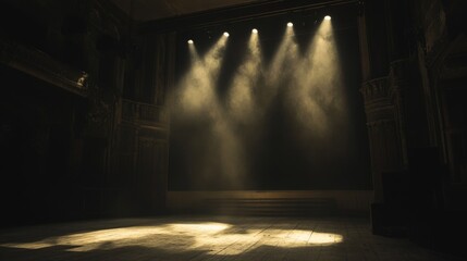 Obraz premium Dramatic stage lighting illuminating dance performance theater photography indoor low angle captivating atmosphere