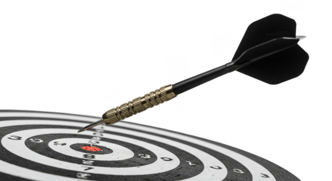 Dart Hits Bullseye Goal Achievement Arrow on Transparent Background