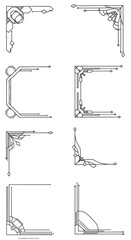 Illustration Elegant Floral Decorative Corner Design Art Frames with Ornament