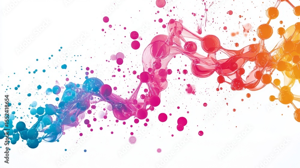 Poster exploring futuristic colorful protein sequences in a digital environment a graphic representation of
