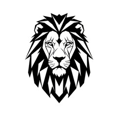 Obraz premium Illustration Geometric Lion Head Logo in Black and White Isolated