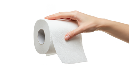 Hand Holding White Toilet Paper Roll Isolated Transparent PNG