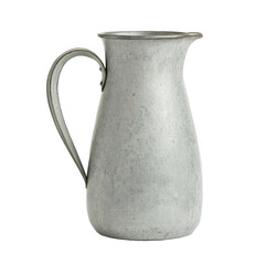 PNG Vintage rustic metal pitcher with weathered finish and curved handle on white background