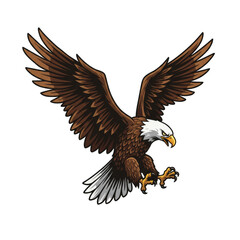 Naklejka premium Illustration of an Eagle Mid Flight with Pixel Art Style on Transparent
