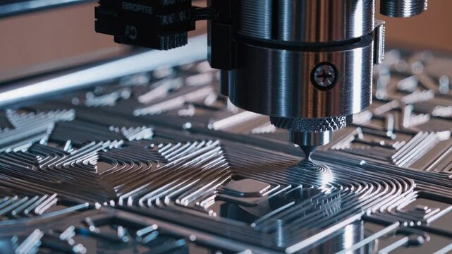 CNC Machine Precisely Engraving Intricate Metal Pattern