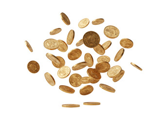 Illustration Falling Golden Coins Wealth and Investment with Transparent Background