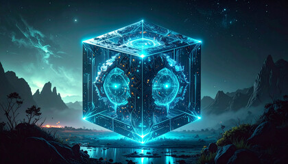 Quantum Lock Encryption Device . Artificial Intelligence concept. Generated Image