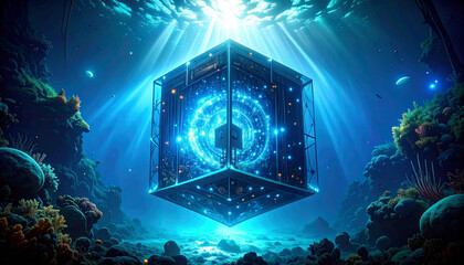 Quantum Lock Encryption Device . Artificial Intelligence concept. Generated Image