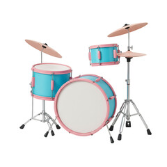 Fototapeta premium Illustration of Blue Drum Set Pink Edges Musical Instrument Isolated