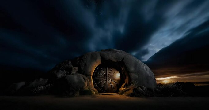 Still Tomb Under Night Sky
