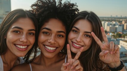Close-up selfie of a smiling religious person, outdoors in the city,nature,two,girls