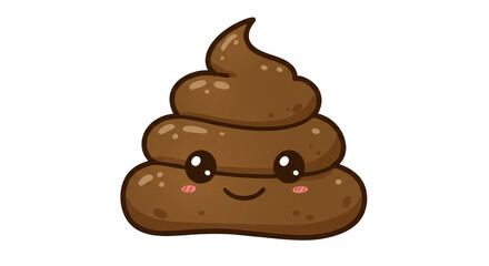 Illustration Of Cute Brown Poop Emoji Smiling On Transparent Background