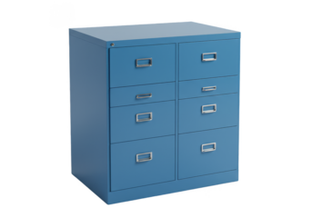 Illustration of Blue File Cabinet Storage with Multiple Drawers Isolated