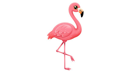 Fototapeta premium Illustration of Standing Pink Flamingo Tropical Bird with Long Legs Isolated