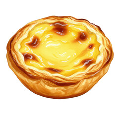 Illustration of Golden Egg Tart Pastry with Delicious Custard Food