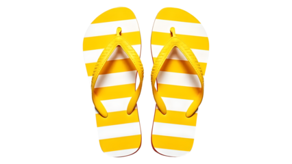 Yellow flip flops isolated on transparent background, PNG file