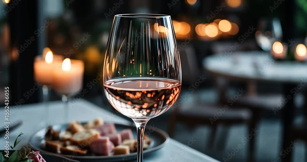 Poster elegant table setting with glassware and snacks illuminated by candlelight creating a romantic atmos