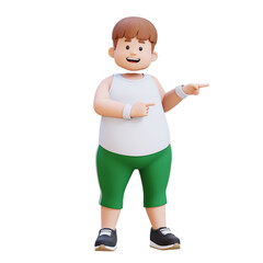 Obraz premium 3D plus size overweight man pointing to side
