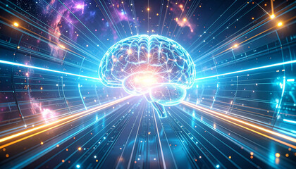 Fototapeta premium Neural Dust Constellation in Brain Nebula . Artificial Intelligence concept. Generated Image