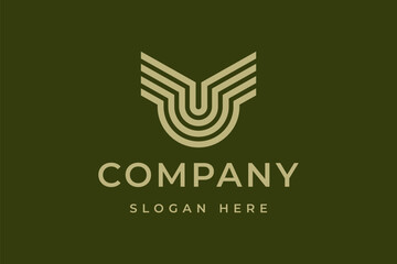 Letter U Wings line art Logo vector image