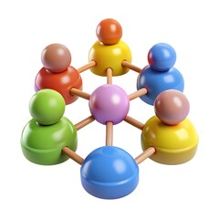 Colorful 3d network of interconnected spheres