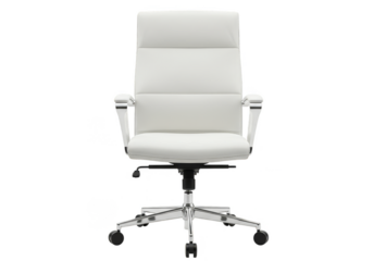 Isolated 3d Rendering of a White Leather Executive Office Chair on Transparent