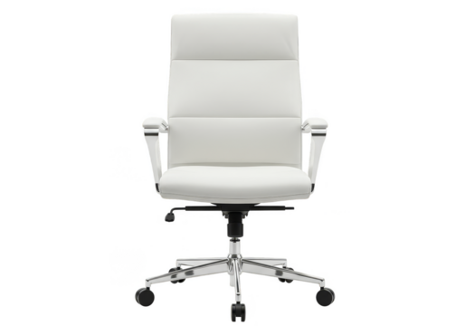 Isolated 3d Rendering of a White Leather Executive Office Chair on Transparent