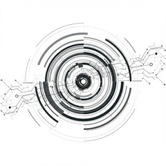 Fototapeta premium Abstract circular tech design isolated on white background for presentations.