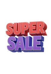 Isolated 3d Super Sale Sign in Red Blue and Purple Colors