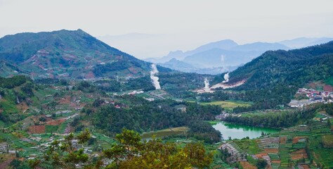 beautiful mountain views and there is a small lake