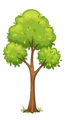 Illustration Tree with Green Leaves Isolated in Transparent Background
