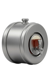 Isolated 3d Illustration of Silver Metal Beer Keg with Transparent Background