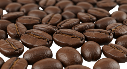 Isolated Background Pile of Brown Coffee Beans Caffeine Aroma Drink