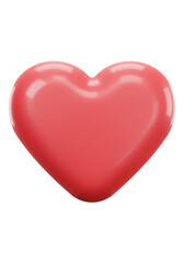 Isolated 3D Rendered Glossy Red Heart Shape on Transparent Background