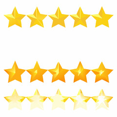 Obraz premium Three rows of golden stars displaying different levels of completion
