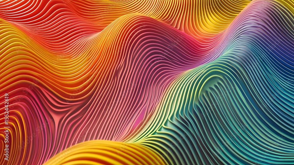 Poster captivating colorful pattern formed by curved lines creating an abstract aesthetic with vibrant arti