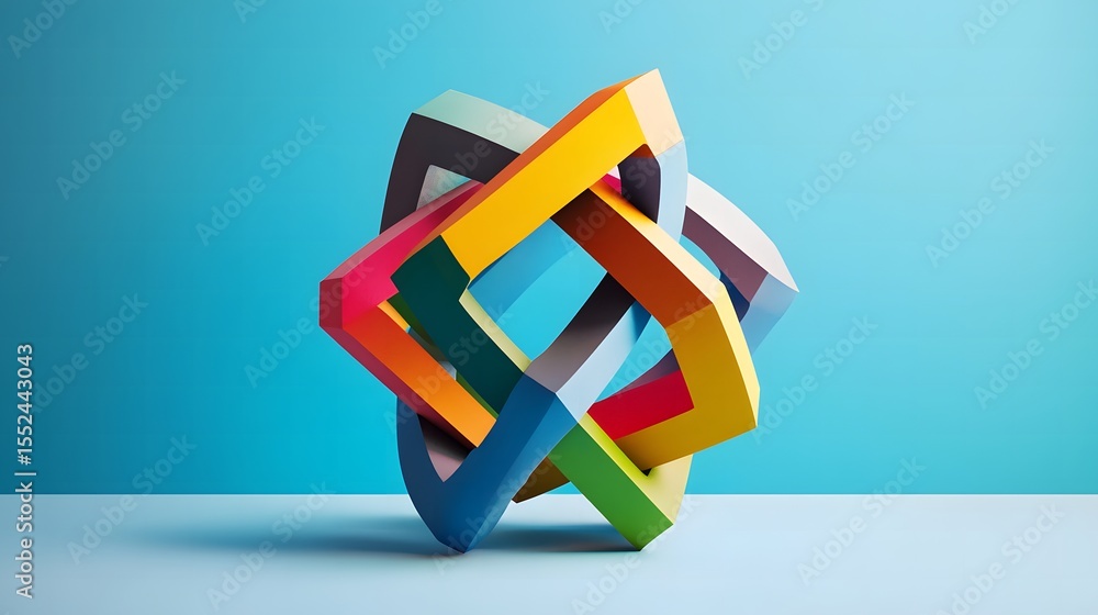 Poster a colorful abstract design featuring a vibrant composition of intertwined shapes and artistic elemen