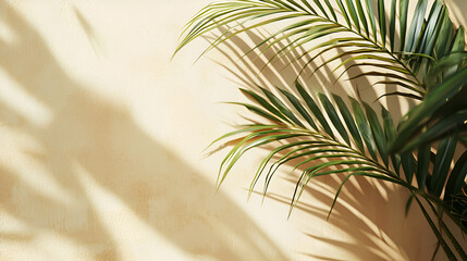 Tropical foliage casting shadows on a textured wall, creating a warm, inviting, organic aesthetic.