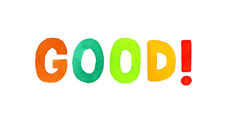 good（グッド）のカラフルな手書き文字