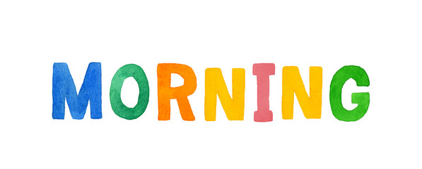 morning（モーニング）のカラフルな手書き文字